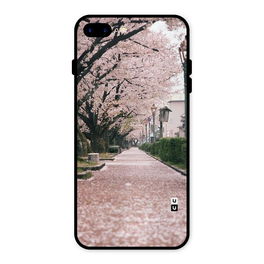 Street In Pink Flowers Metal Back Case for iPhone 8 Plus