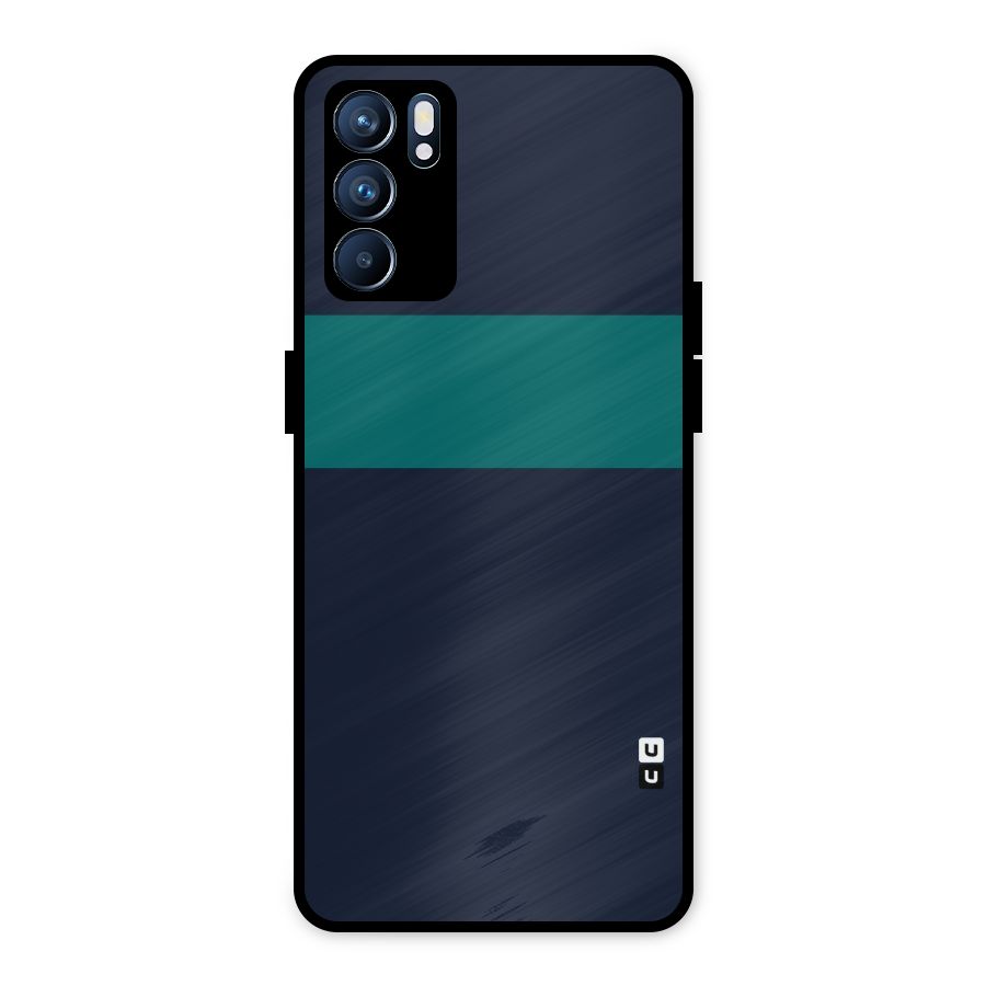 Stripe Block Metal Back Case for Oppo Reno6 5G