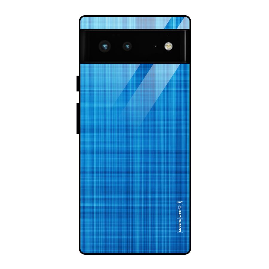 Stripe Blue Abstract Glass Back Case for Google Pixel 6