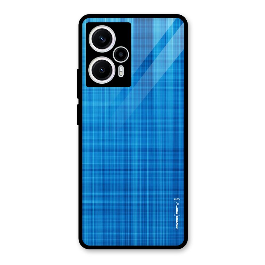 Stripe Blue Abstract Glass Back Case for Poco F5