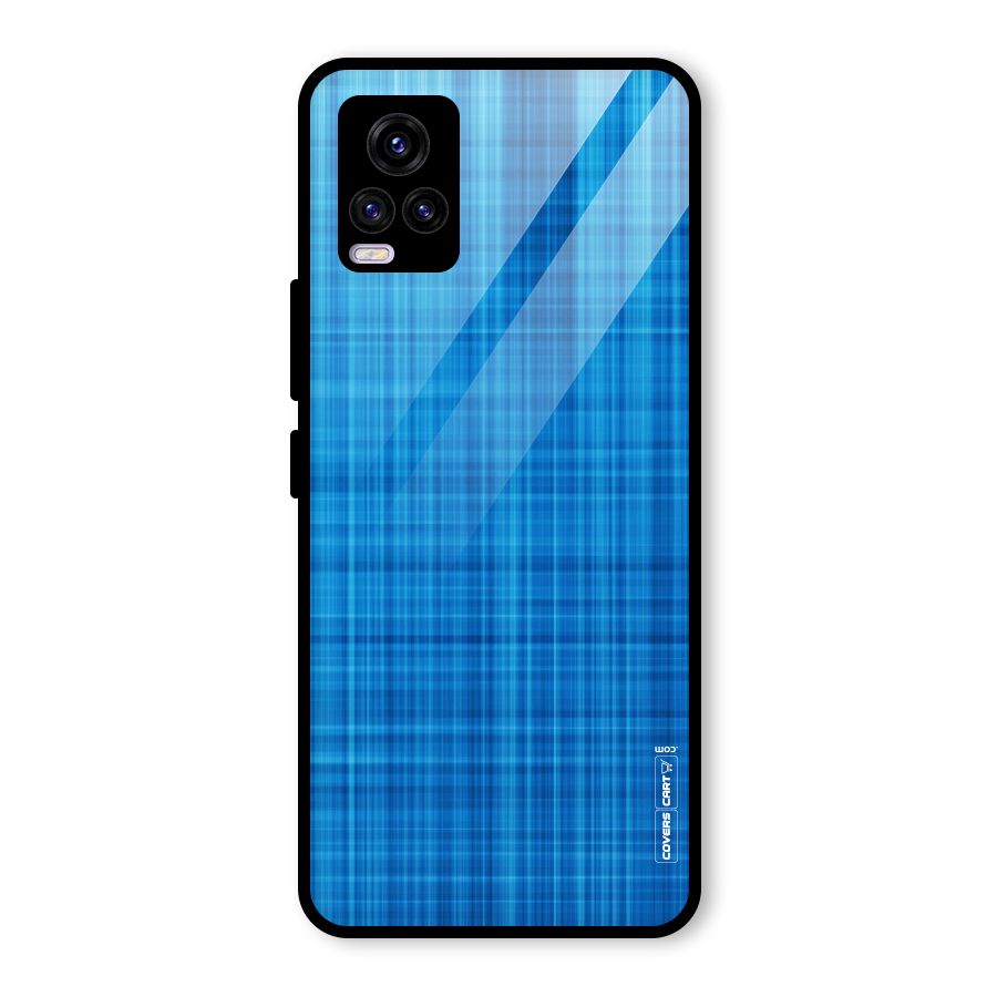 Stripe Blue Abstract Glass Back Case for Vivo V20 2021