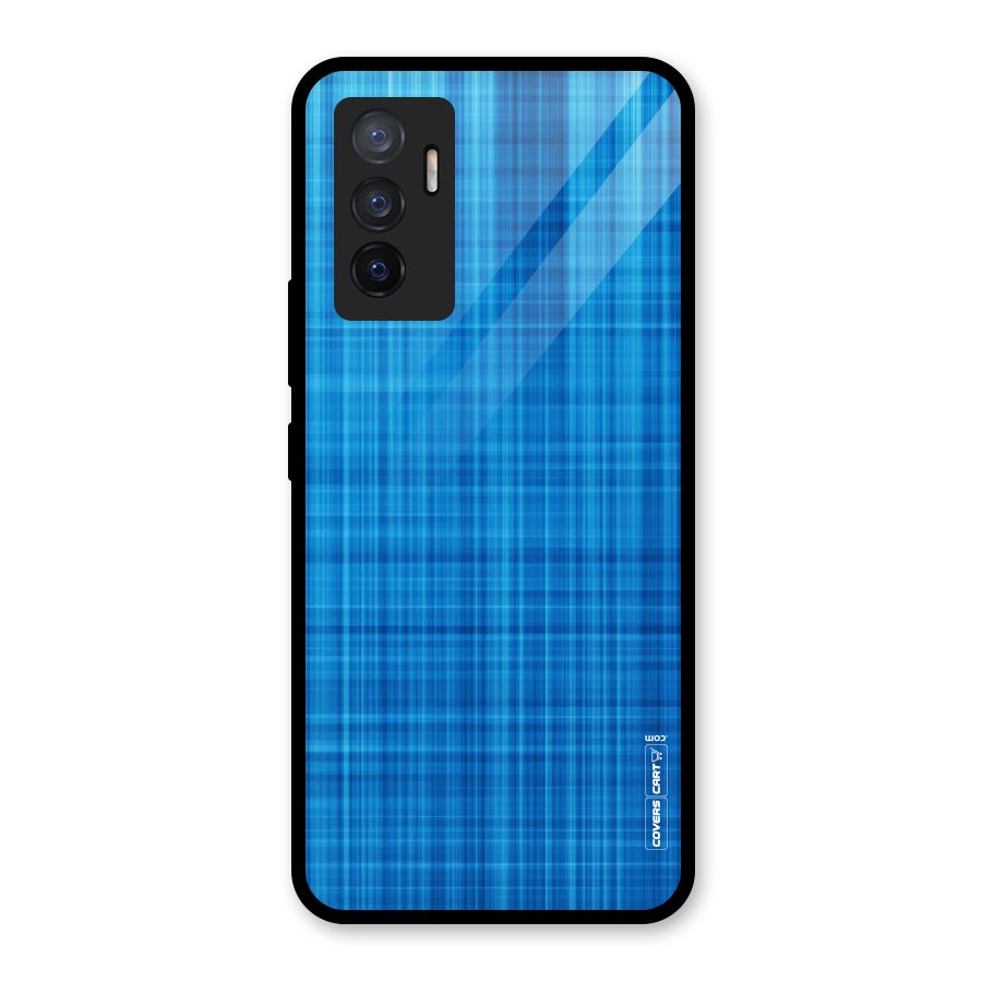 Stripe Blue Abstract Glass Back Case for Vivo V23e
