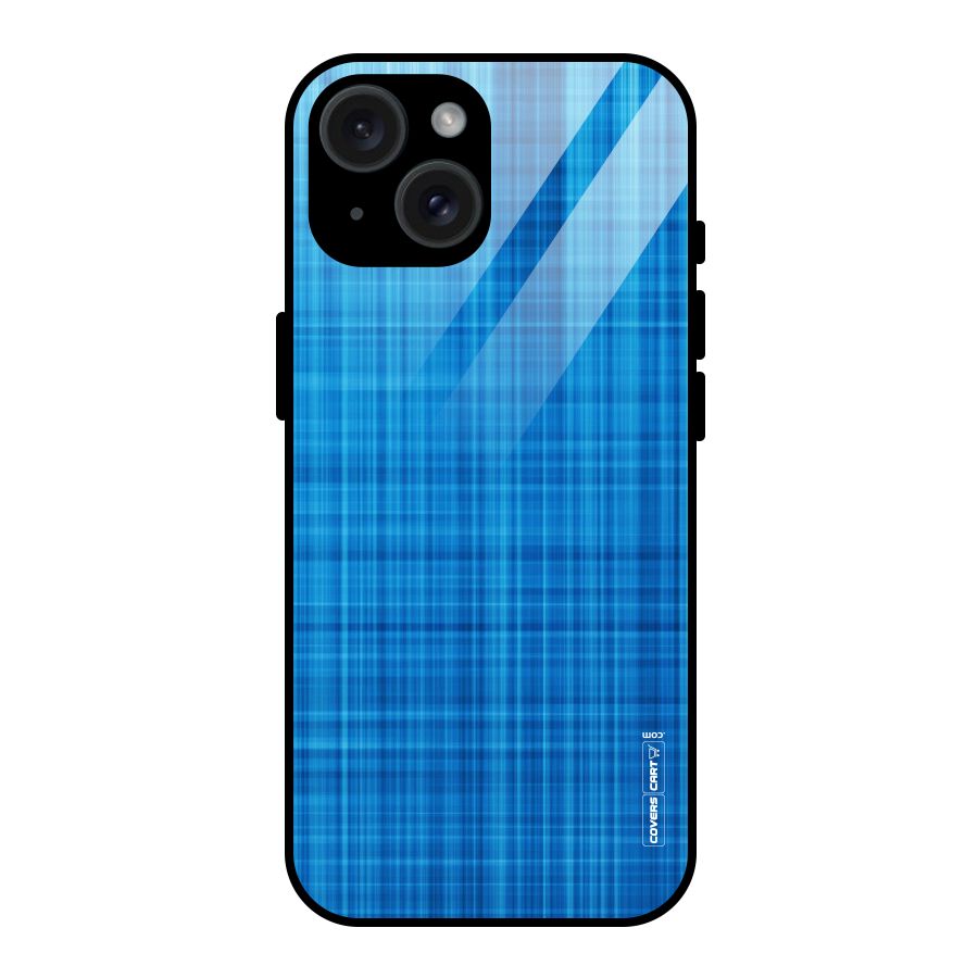 Stripe Blue Abstract Glass Back Case for iPhone 15