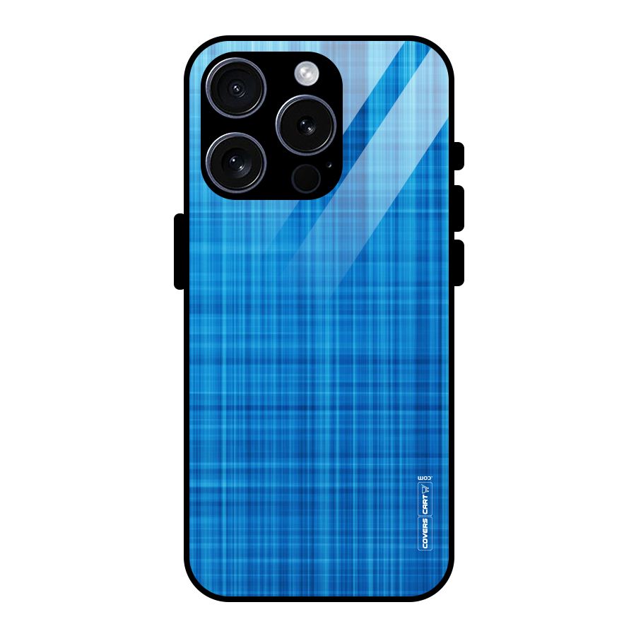 Stripe Blue Abstract Glass Back Case for iPhone 15 Pro