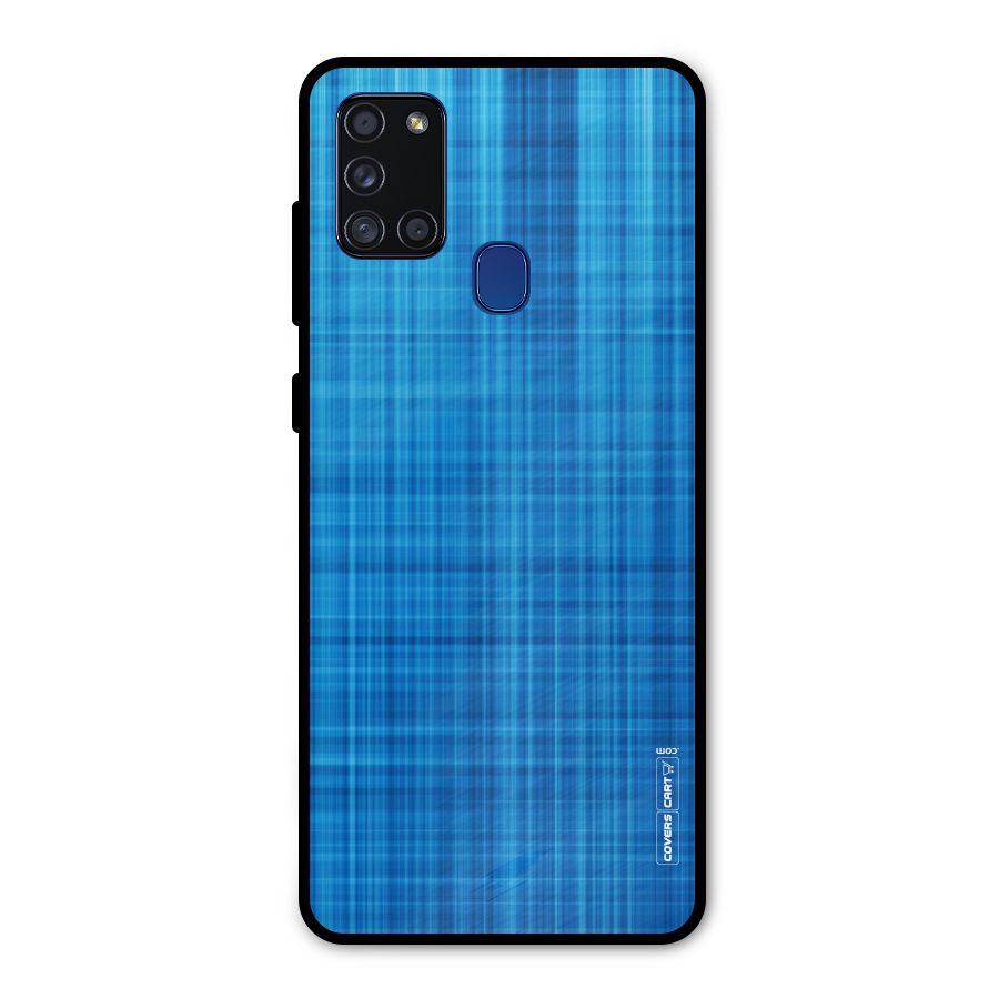 Stripe Blue Abstract Metal Back Case for Galaxy A21s