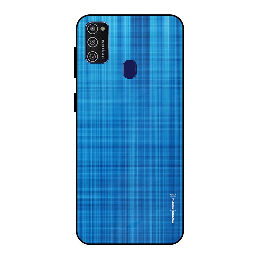 Stripe Blue Abstract Metal Back Case for Galaxy M21