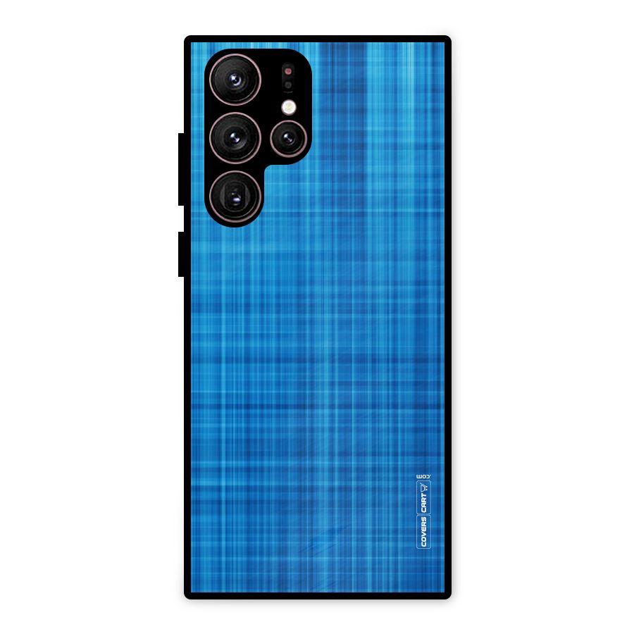 Stripe Blue Abstract Metal Back Case for Galaxy S22 Ultra 5G