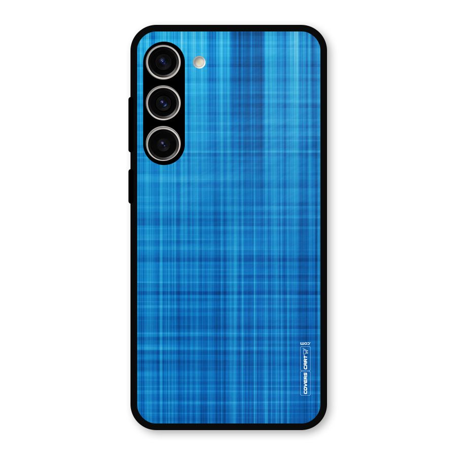 Stripe Blue Abstract Metal Back Case for Galaxy S23 Plus