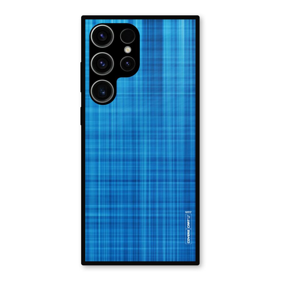 Stripe Blue Abstract Metal Back Case for Galaxy S23 Ultra