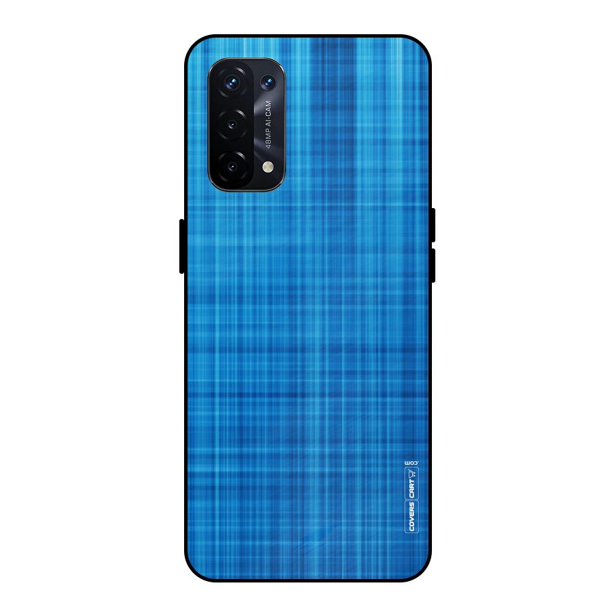 Stripe Blue Abstract Metal Back Case for Oppo A74 5G