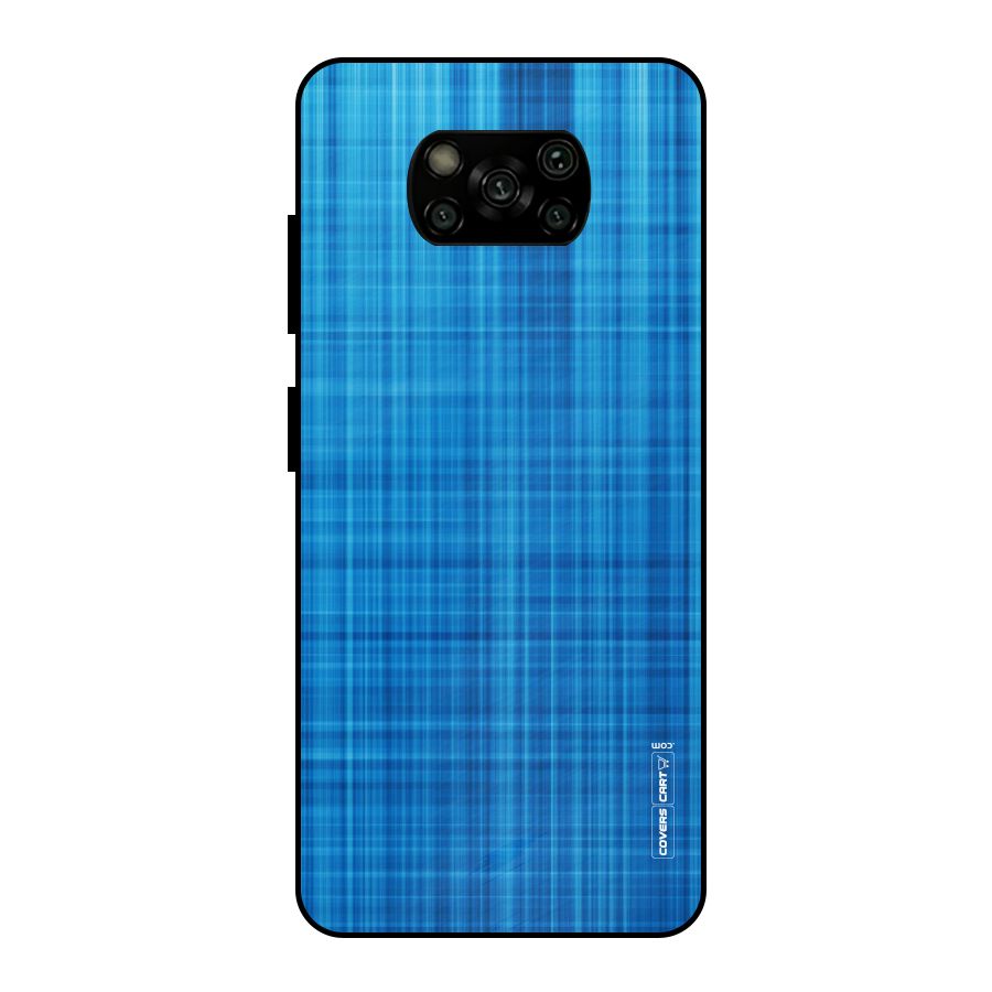 Stripe Blue Abstract Metal Back Case for Poco X3