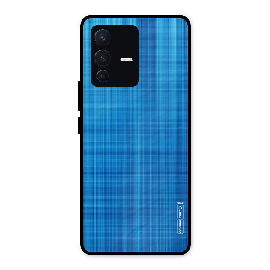 Stripe Blue Abstract Metal Back Case for Vivo V23 5G