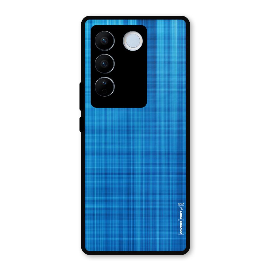 Stripe Blue Abstract Metal Back Case for Vivo V27
