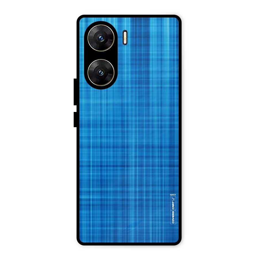 Stripe Blue Abstract Metal Back Case for Vivo V29e