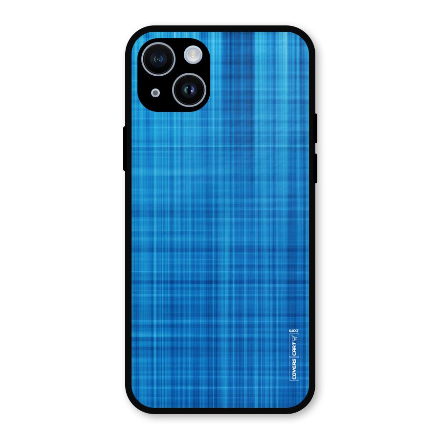 Stripe Blue Abstract Metal Back Case for iPhone 14
