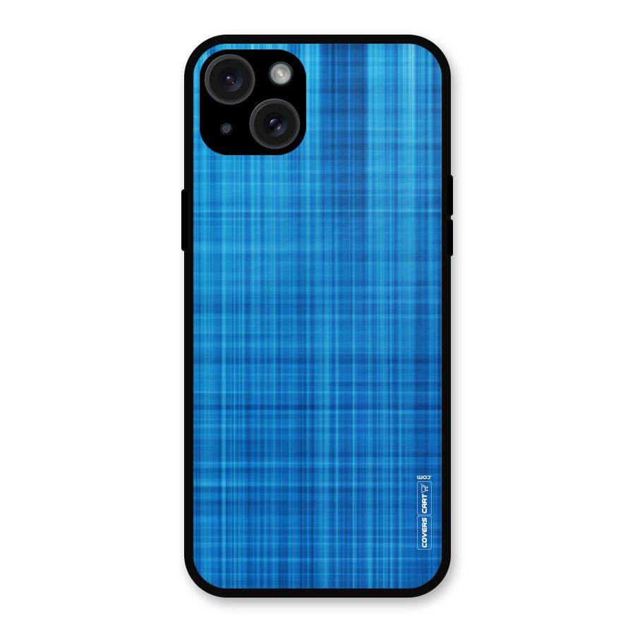 Stripe Blue Abstract Metal Back Case for iPhone 15 Plus