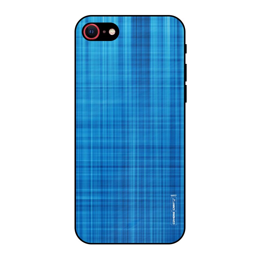 Stripe Blue Abstract Metal Back Case for iPhone SE 2022