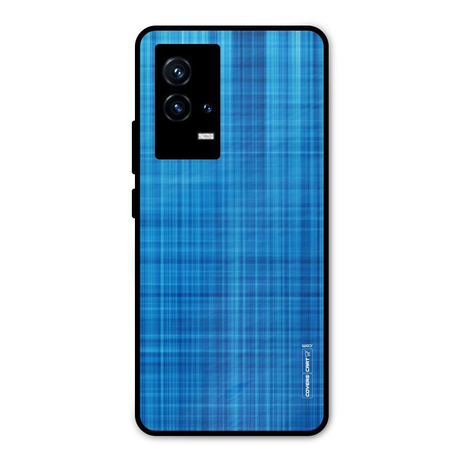 Stripe Blue Abstract Metal Back Case for iQOO 9 5G
