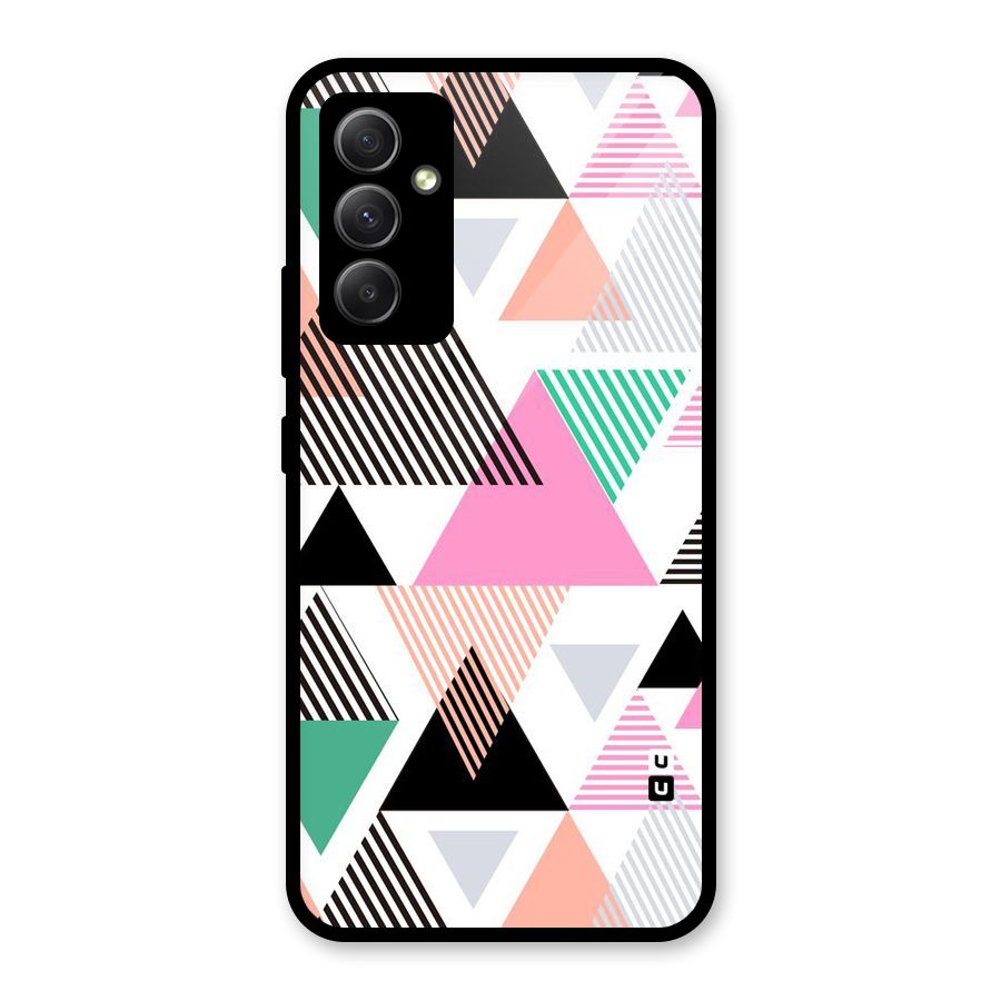 Stripes Abstract Colors Glass Back Case for Galaxy A34