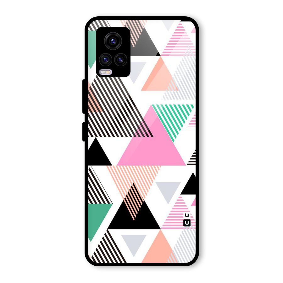 Stripes Abstract Colors Glass Back Case for Vivo V20 2021