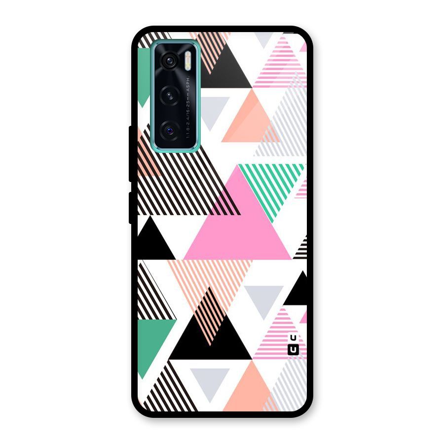 Stripes Abstract Colors Glass Back Case for Vivo V20 SE
