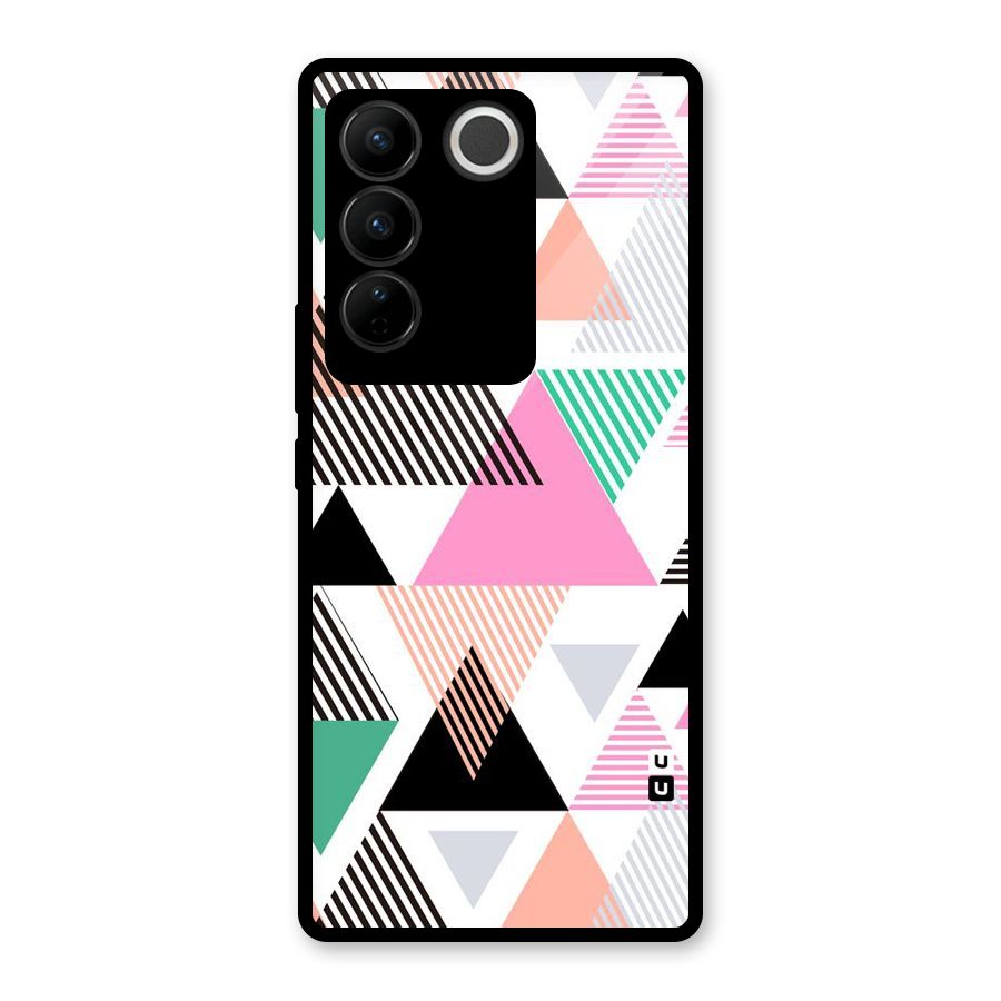 Stripes Abstract Colors Glass Back Case for Vivo V27