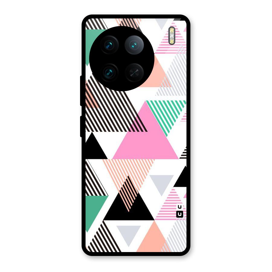 Stripes Abstract Colors Glass Back Case for Vivo X90 Pro