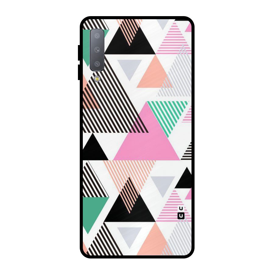 Stripes Abstract Colors Metal Back Case for Galaxy A7 (2018)