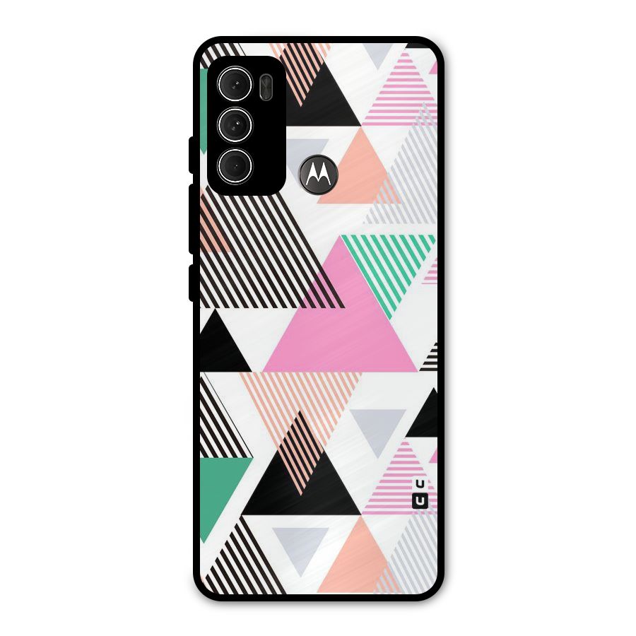 Stripes Abstract Colors Metal Back Case for Moto G60