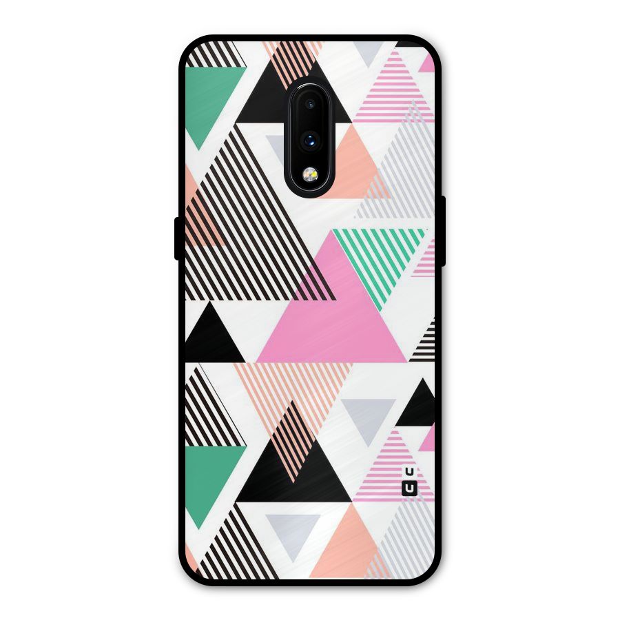 Stripes Abstract Colors Metal Back Case for OnePlus 7