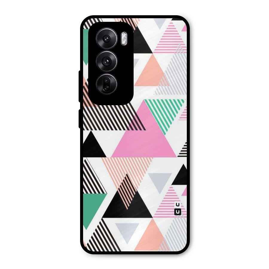 Stripes Abstract Colors Metal Back Case for Oppo Reno12