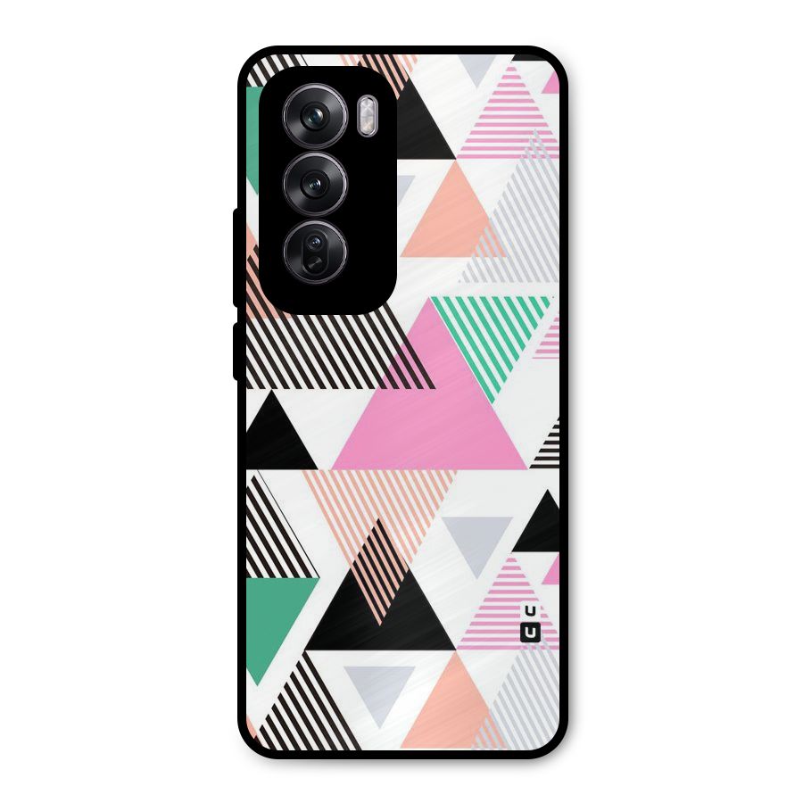 Stripes Abstract Colors Metal Back Case for Oppo Reno12 Pro