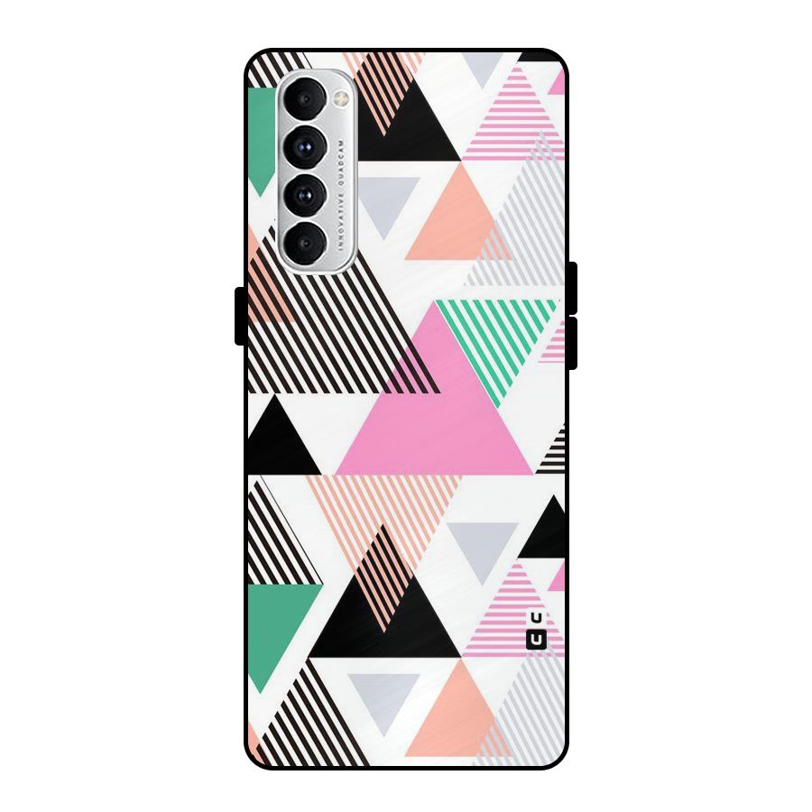 Stripes Abstract Colors Metal Back Case for Oppo Reno4 Pro
