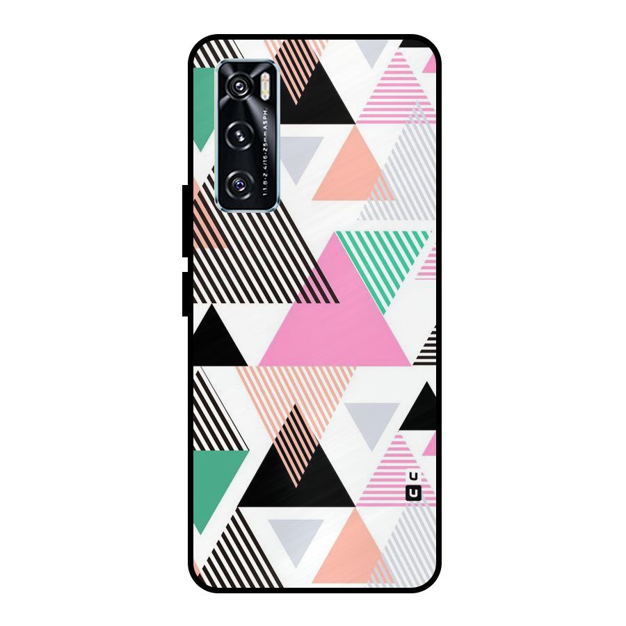 Stripes Abstract Colors Metal Back Case for Vivo V20 SE