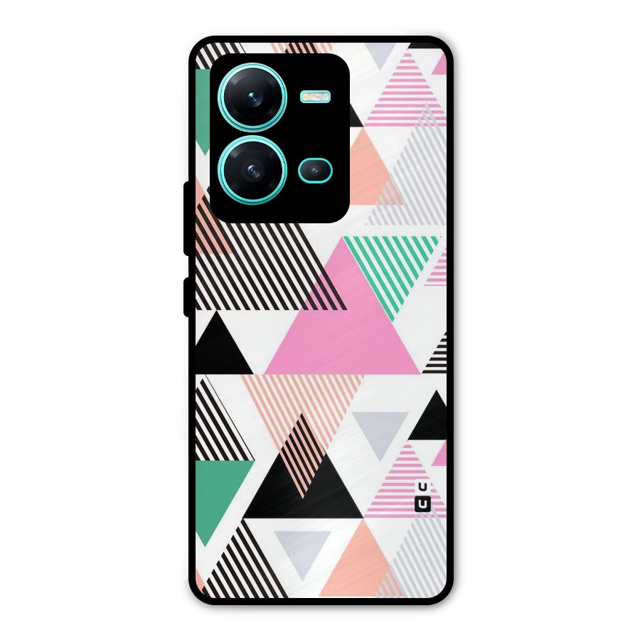 Stripes Abstract Colors Metal Back Case for Vivo V25