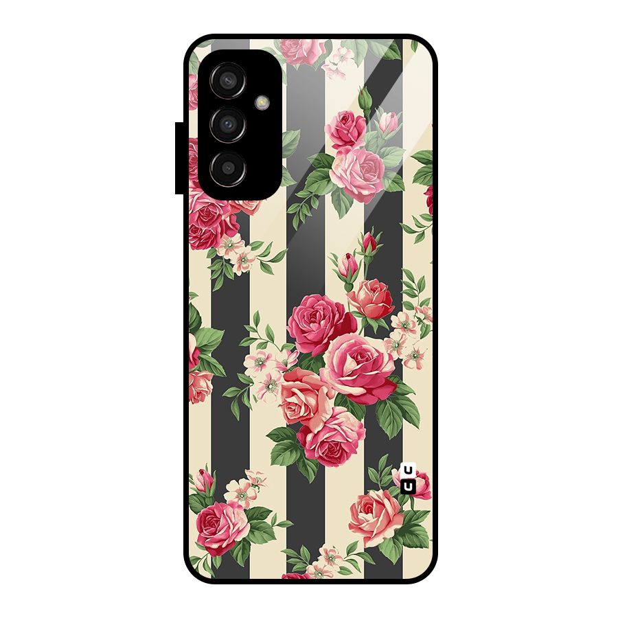 Stripes And Floral Glass Back Case for Galaxy F13