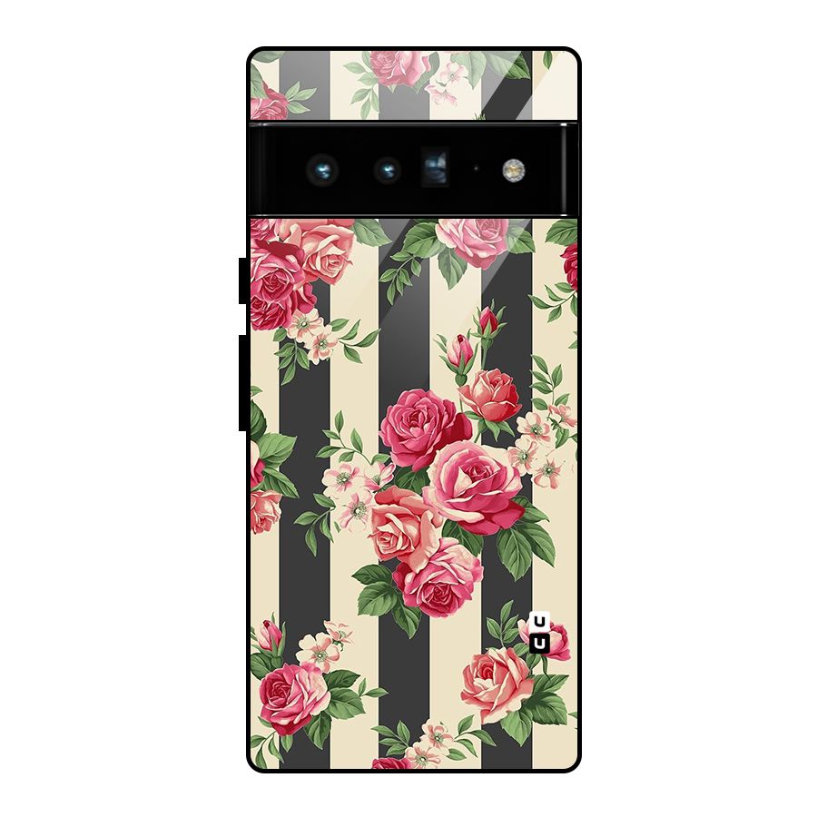 Stripes And Floral Glass Back Case for Google Pixel 6 Pro