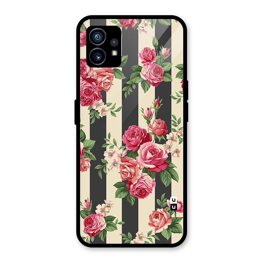 Stripes And Floral Glass Back Case for Nothing Phone 1