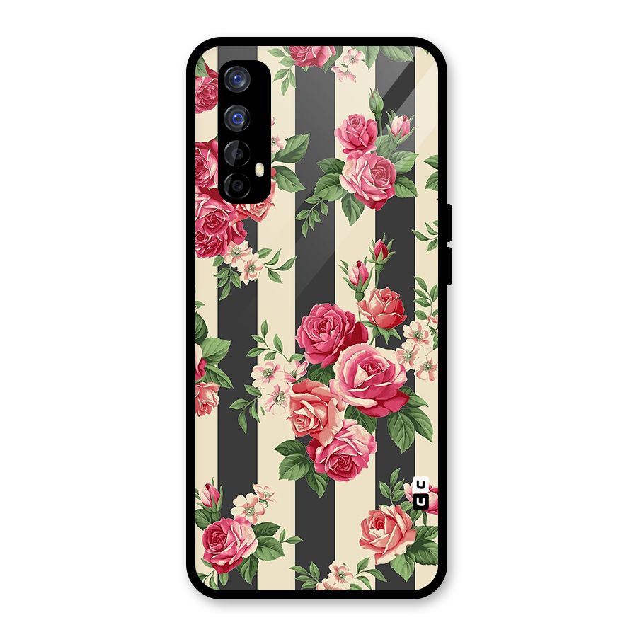 Stripes And Floral Glass Back Case for Realme Narzo 20 Pro