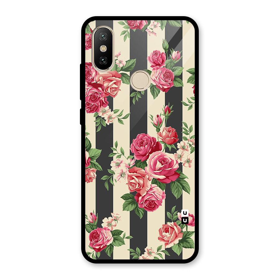 Stripes And Floral Glass Back Case for Redmi A2