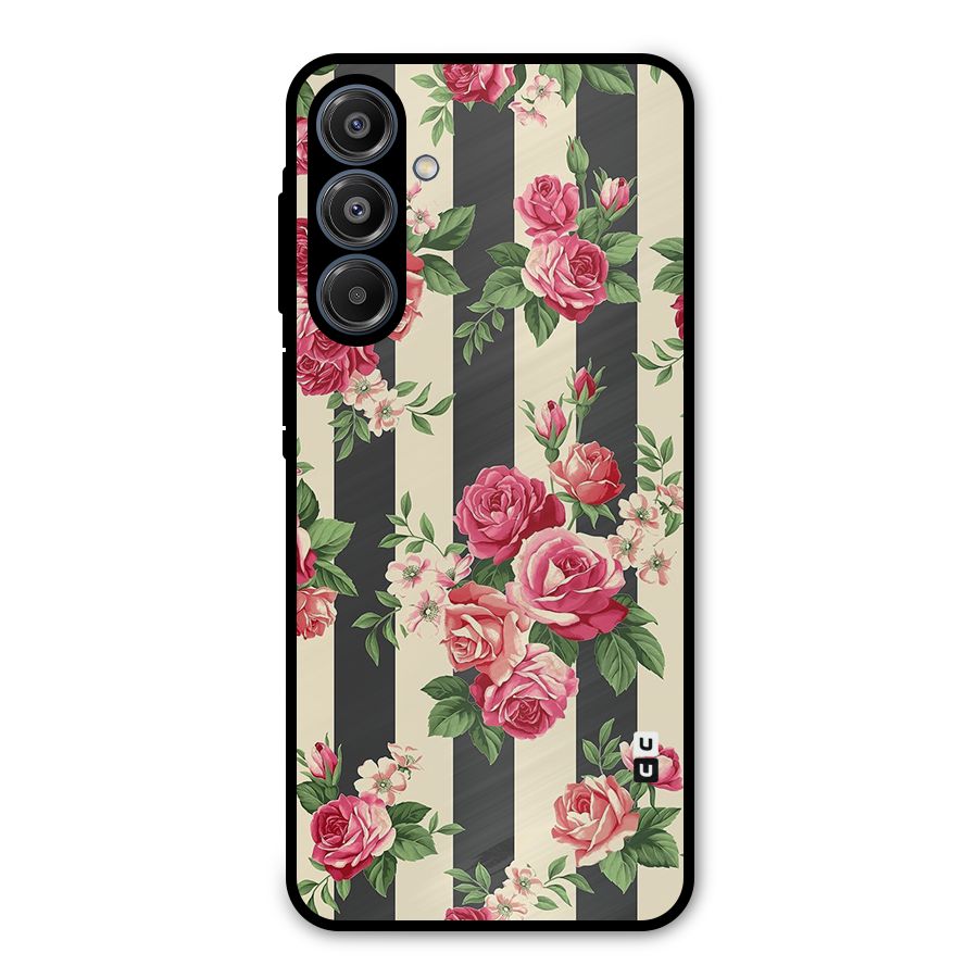 Stripes And Floral Metal Back Case for Galaxy A16 5G