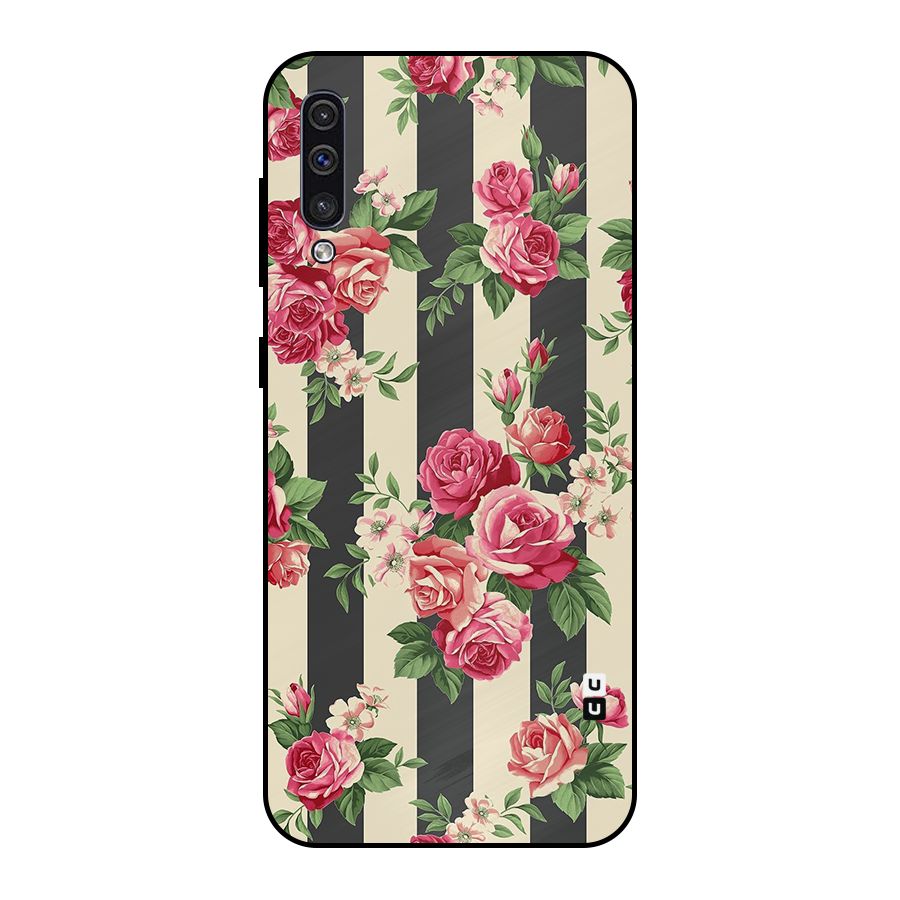Stripes And Floral Metal Back Case for Galaxy A30s
