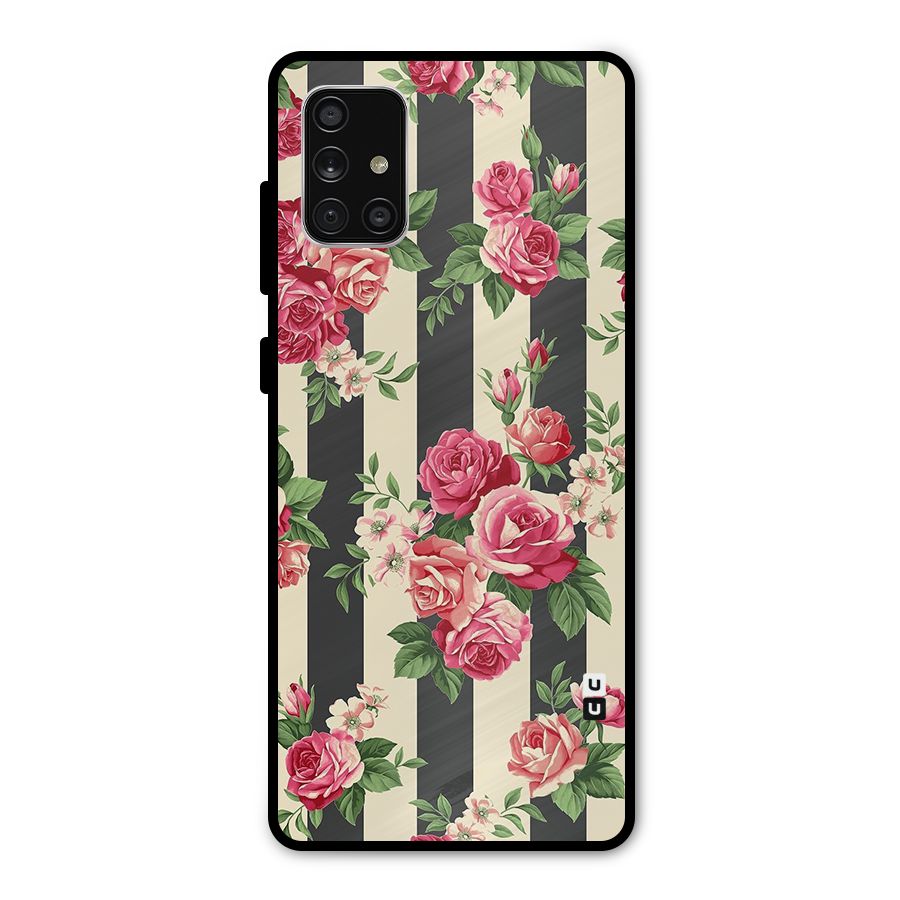 Stripes And Floral Metal Back Case for Galaxy A71