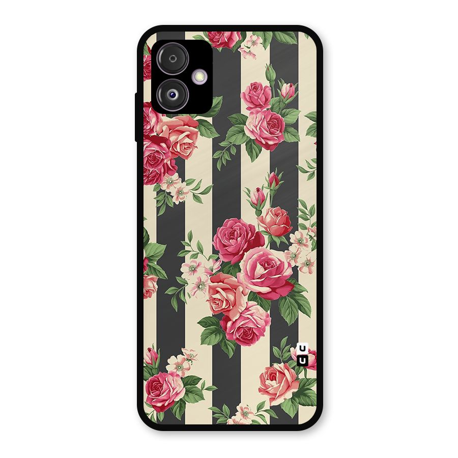 Stripes And Floral Metal Back Case for Galaxy F14