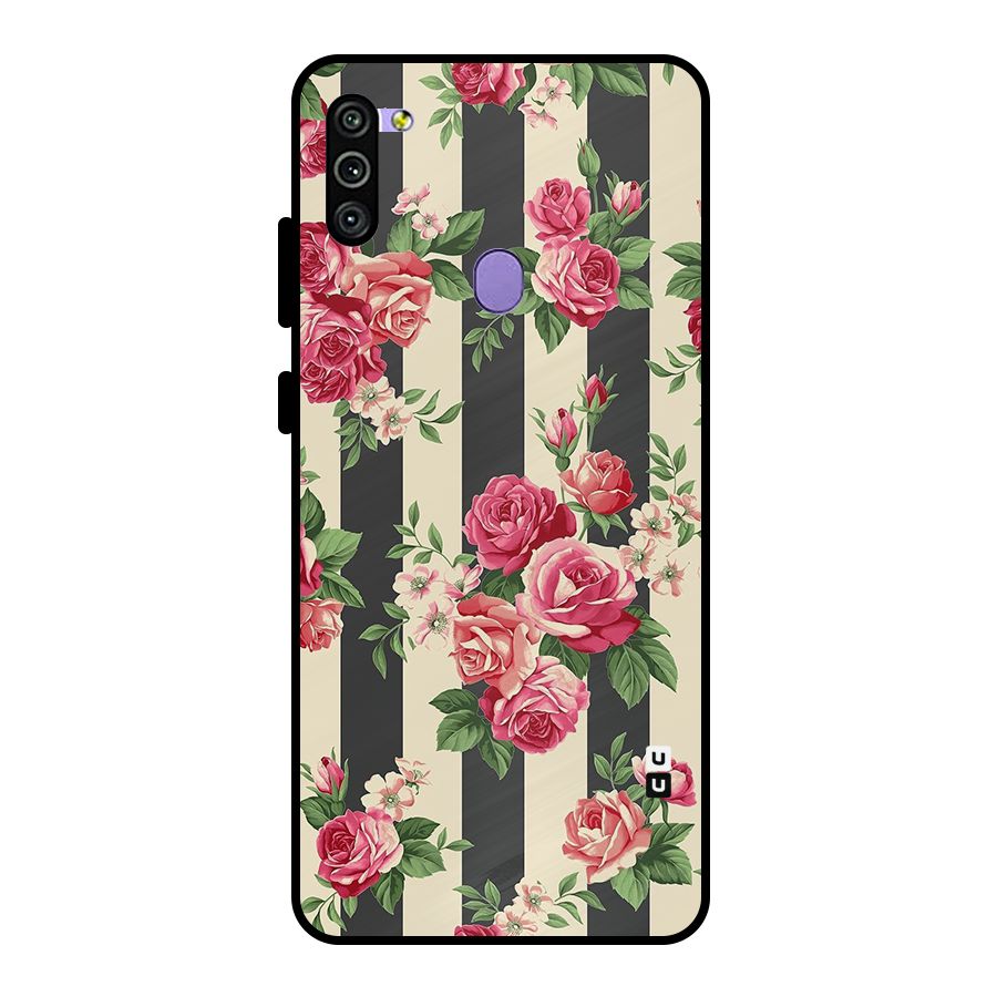Stripes And Floral Metal Back Case for Galaxy M11