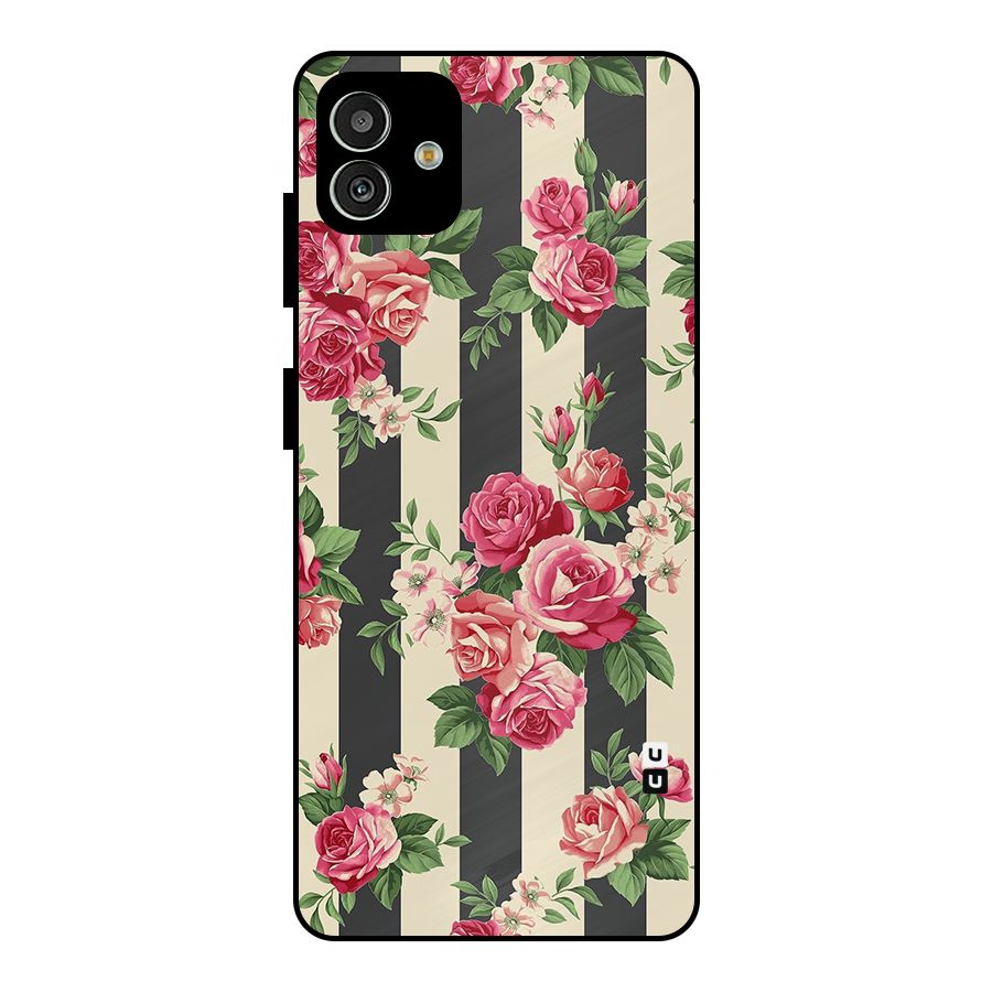 Stripes And Floral Metal Back Case for Galaxy M13 5G