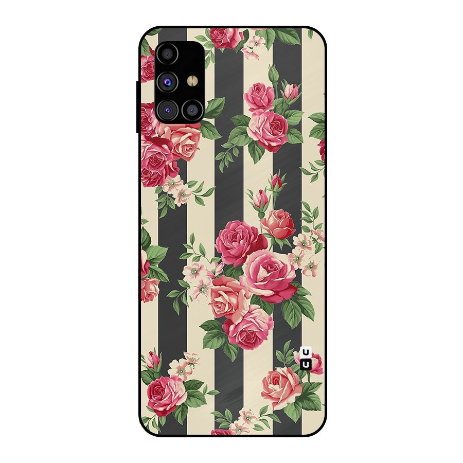 Stripes And Floral Metal Back Case for Galaxy M31s