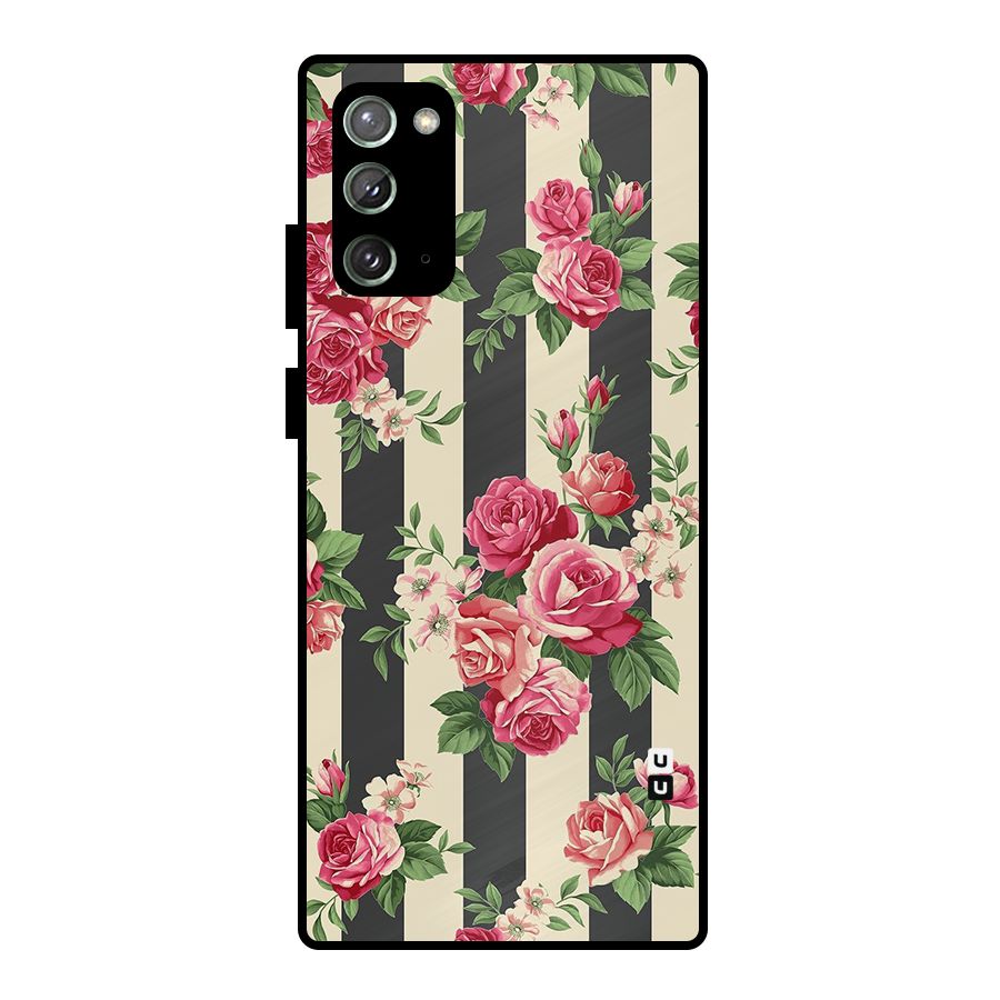 Stripes And Floral Metal Back Case for Galaxy Note 20
