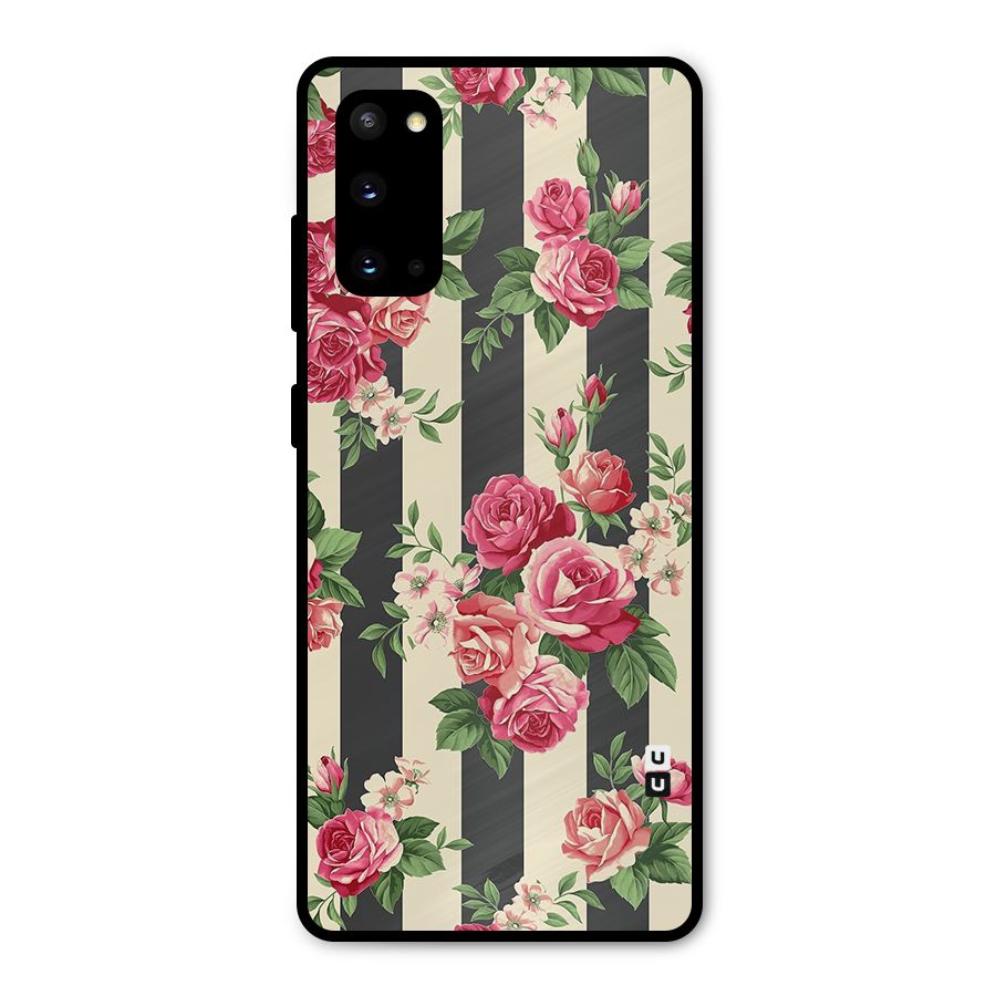 Stripes And Floral Metal Back Case for Galaxy S20
