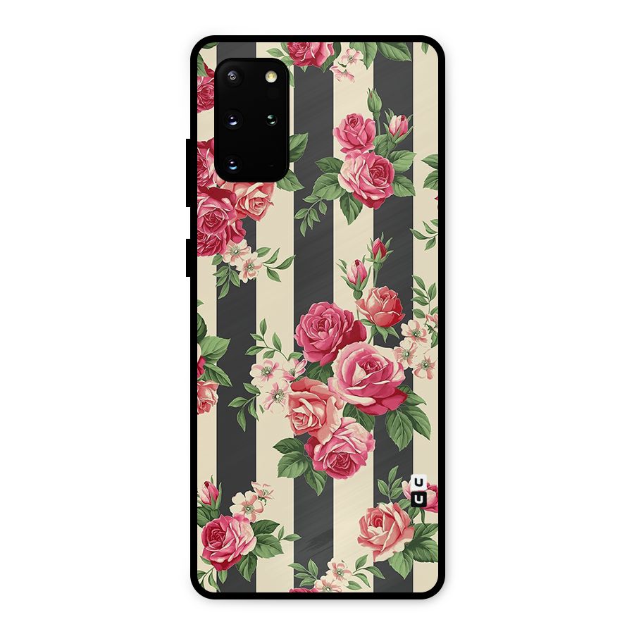 Stripes And Floral Metal Back Case for Galaxy S20 Plus